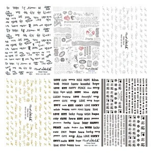 Korea Nail Super-thin Water Decals Lettering Nail Water Wraps Stickers 14 types