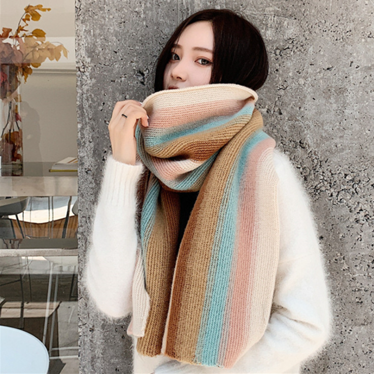 Buy Korean Version Of The Vertical Rainbow Color Autumn And Winter ...