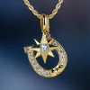 KRKC Drop Shipping From China Dainty Gold North Star Sign And Horseshoe Pendant CZ Crystal Zircon Jewelry Long Star Necklace