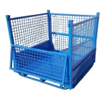 Large-capacity heavy-duty lockable welding surfacing foldable metal steel wire mesh storage container