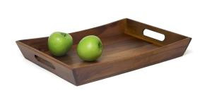 Large Wooden Tray Ottoman Tray With Handle Natural Handmade Acacia Wood Serving Tray Vintage Decorative Platters