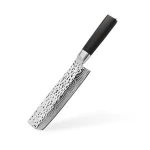 lasering damascus pattern chopper knife and utility knife set  with Pakka wood of hammered finished