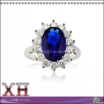 Latest Italy Jewelry Clear and Blue Sapphire Big Stone Ring