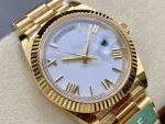 Latest Noob Watch Clean Factory Tungsten Steel 40mm Daydat Yellow Gold White Dial Oyster Bracelet with Crown on Glass About 155g to 166g