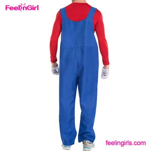 Latest Red and Blue Super Mario Jumpsuit Halloween Carnival Gay Men Costumes