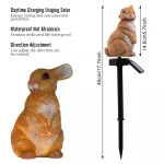 Light Garden Light Led Solar Ornament Rabbit Lamp Resin Crafts Garden Lawn Outdoor Lamp Sculpture Decor Light Brown