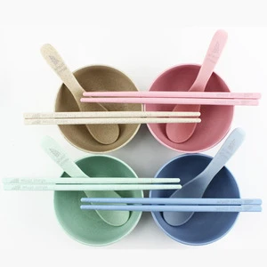 Lightweight Unbreakable Wheat Straw bowl Spoon and chopsticks, Non-Toxin Healthy Eco-Friendly Degradable bowl, BPA free
