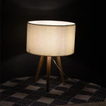 linen shade tripod wooden table lamp