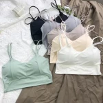 Lingerie Back Ice Silk no trace no slip a piece of girl-top candy-colored ribbon bra without underwire