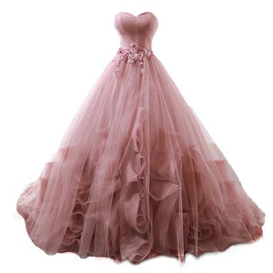 Long Prom Dress 2018 Pleats Heavy Ruffles Tulle Ball Gowns Bridal Party Dresses In Stock