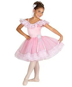 Lovely pink flower ballet dress, spandex ballet leotard, girls prom dress