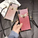 Luxury Brand Name Leather Case With Wrist Strap Holder Mobile Phone Back Cover For iPhone 12 mini 11 pro max