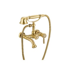 luxury brushed gold telephone  hand brass hotel bathroom shower faucet set