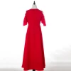 Luxury Designer Chiffon Patterns Simple Plain Dyed Plus Size  Red Women Prom Dress