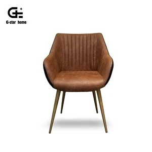 Luxury Leather Dining Chair Living Room Upholstery Arm Chair Dining Wholesale with wood Legs
