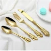 Luxury royal stainless Steel gold cutlery with fork knife and spoon set wedding gold flatware