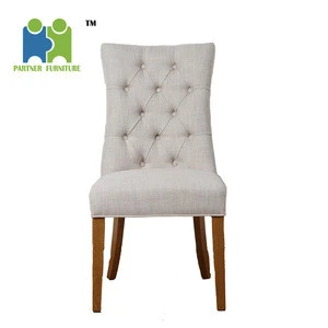 (MAGEE) American style Rubber wooden KD Leg Antique Fabric Cover Comfortable Dining Chair