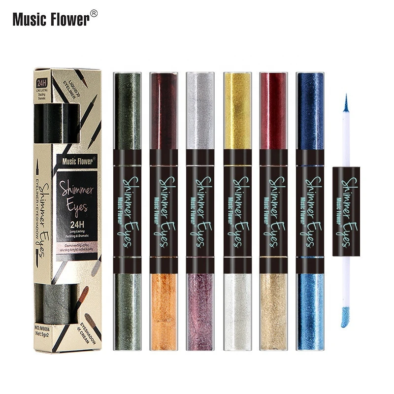 Manufacture Of Music Flower Fashion Waterproof Glitter Longlasting Double Head Liquid  Eyeliner &amp; Eyeshadow Wholesale Makeup