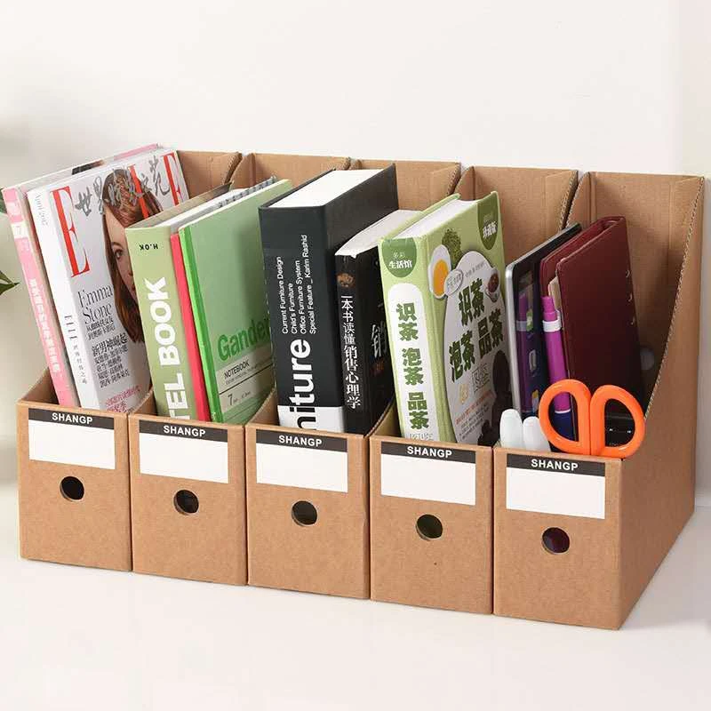Manufacturers wholesale brown paper desktop storage boxes office files bookshelf storage data boxes