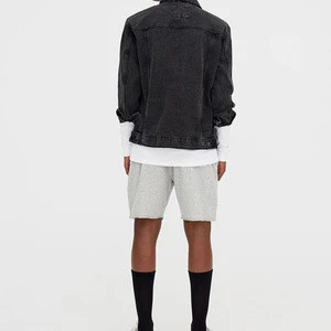 Men knit cotton heather grey sweat shorts