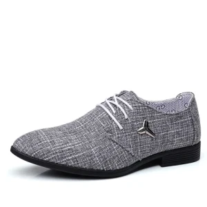 Mens Oversized  Breathable Pointed Canvas Shoes Formal Mens Shoes Business Casual Shoes