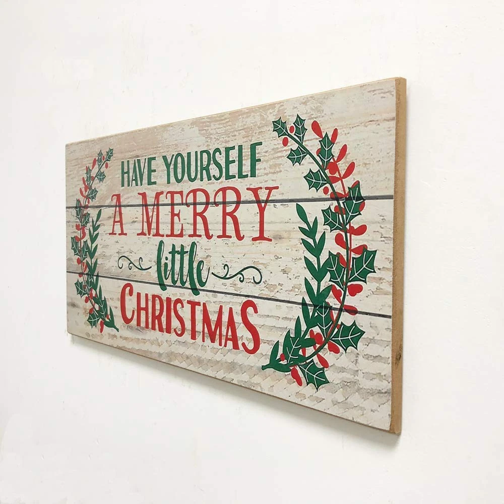 Merry Christmas Wooden Plaque Board Door Wall Hanging Wood Sign Home Decoration