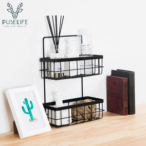 Buy Metal Wall Hanging Kitchen Storage 2 Tiers Metal Wire Rack Rustic ...