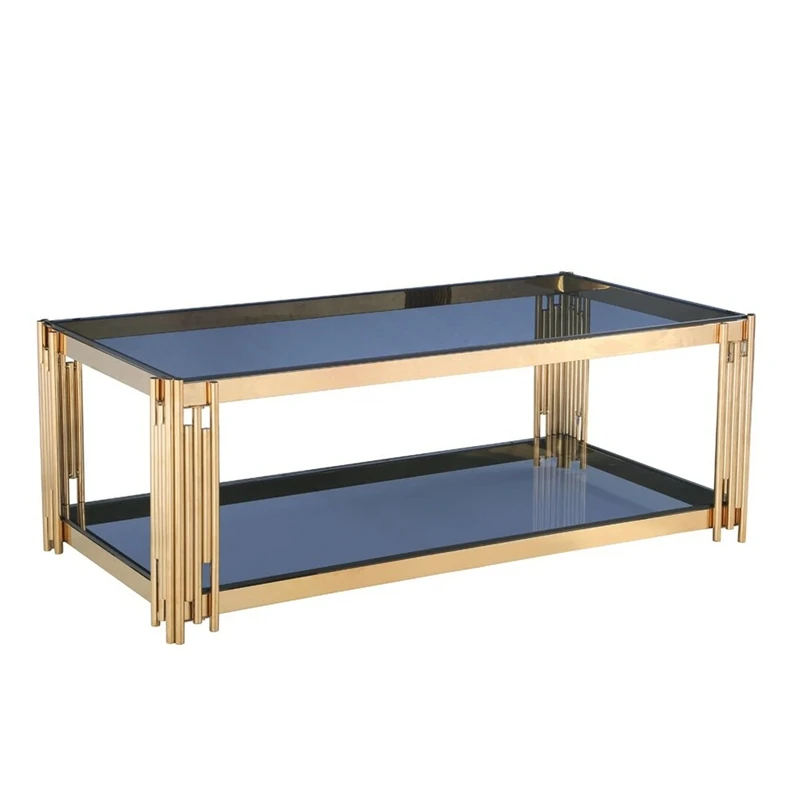 Minimalistic nordic simple mirror glass bedside side console table with golden legs