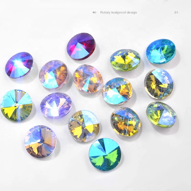 Misscheering 36pcs/set Oval Square Flower Design Pointback Mix Glass Crystal Rhinestones 3d Nail Art Decoration