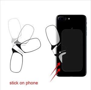 Mobile phone gender neutral no screw reading glasses without legs arms with black case stick on phone reading glasses