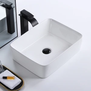 Modern black and white ceramic sanitary ware vessel sinks rectangular lavabo table top toilet hand wash basin bathroom sink