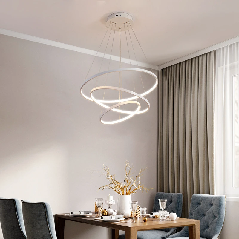 Modern chandeliers & pendant lights LED 3 ring adjustable indoor lighting DIY shape hanging light