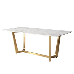 Modern marble top and metal frame dining table