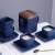 Import Modern nordic style matte square wood cover porcelain afternoon coffee tea set with tea pot and tray from China