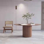 Modern Special Oak Wooden Furniture Solid  Wood Table  Hotpot  Ash Top Special Base Round Dining Table