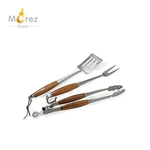 Morezhome hot selling 3 pieces meat Fork stainless steel BBQ Tool Set Tongs Spatula