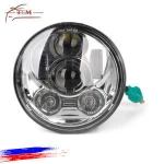 motorcycle lighting system Black Silver working driving lights 6000K harley led headlights
