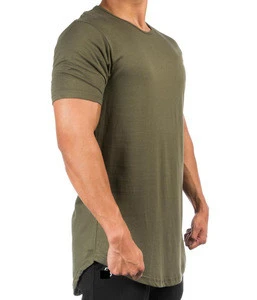 MS-1886 Wholesale High quality Scoop Bottom Round Neck Mens Longline T shirt