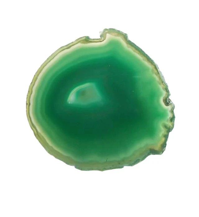 Natural Agate Stone Crystal Green Coasters with silver and golden lining