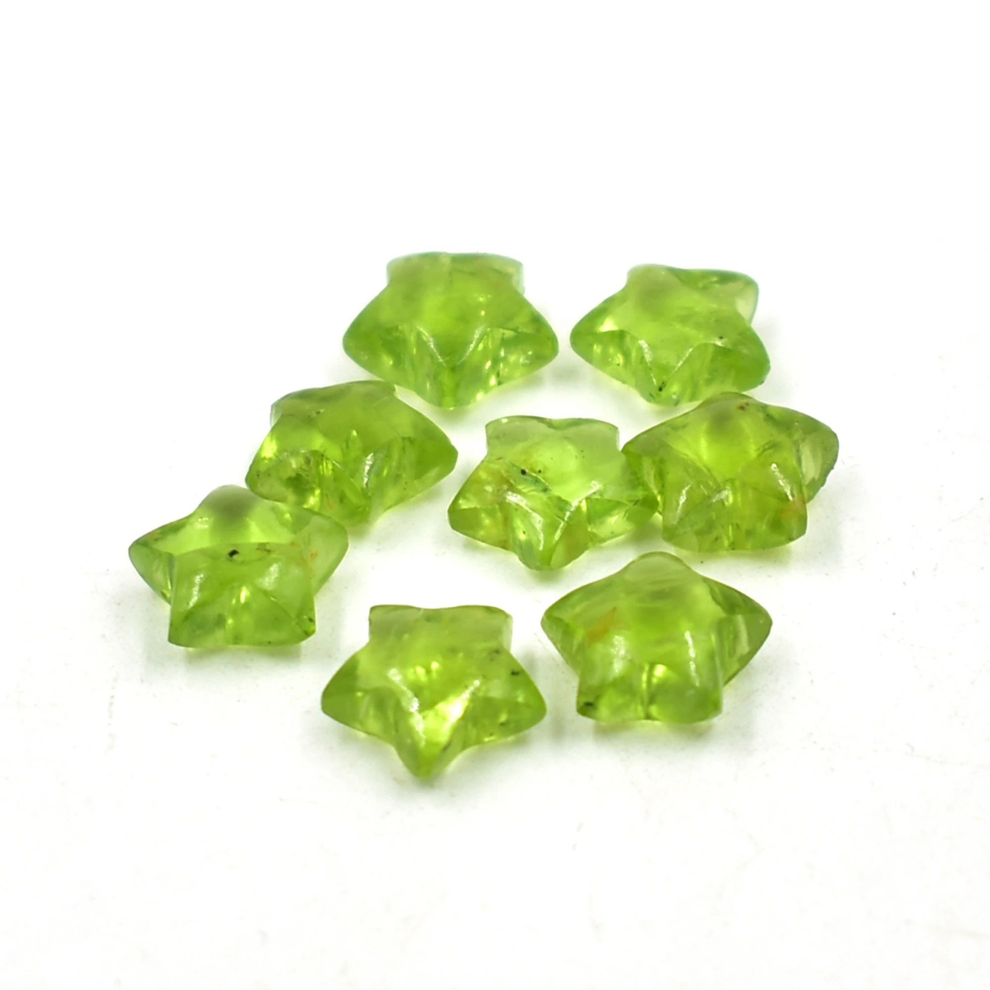 Natural Peridot Plain Star Shape Gemstone For Making Beaded Fancy Necklace, Hand Carved Star Gemstone, Briolette Stone
