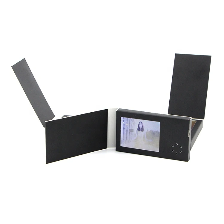 new arrival black mini 2.4 inch LCD display paper name card marketing video business card brochure