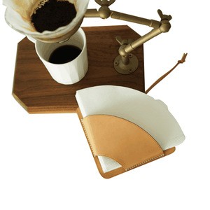 New Arrival Genuine Leather Copper Coffee Dipper  Paper Stand Wood Paper Filter Holder