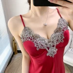 new arrival night dress women  nighty for honeymoon satin night wear pajama cheap sleepwear for women