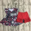 New Design Fireworks Print Dress +Cotton Ruffle Short Pants baby Clothing Sets Baby Girls Trendy Summer Autumn Outfit