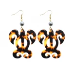 New design hot selling jewelry acetate acrylic celluloid earring  tahitian loose pearl earring turtle tortoise shell earring