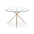Import New Design Morden Nordic Tempered Glass Dining Table Metal Gold Chrome Leg Round Table from China