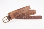 New Design Slim Flower Print Vintage Pin Buckle Woman Belt PU Lady Belt