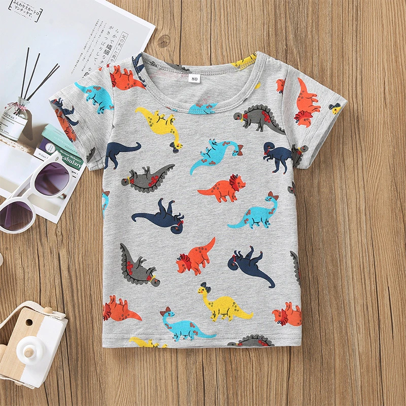 New Fashion Cartoon Children T-shirts Kid Boys Dinosaur Print T-shirt Tops Shirts Baby Boy Tee Shirts