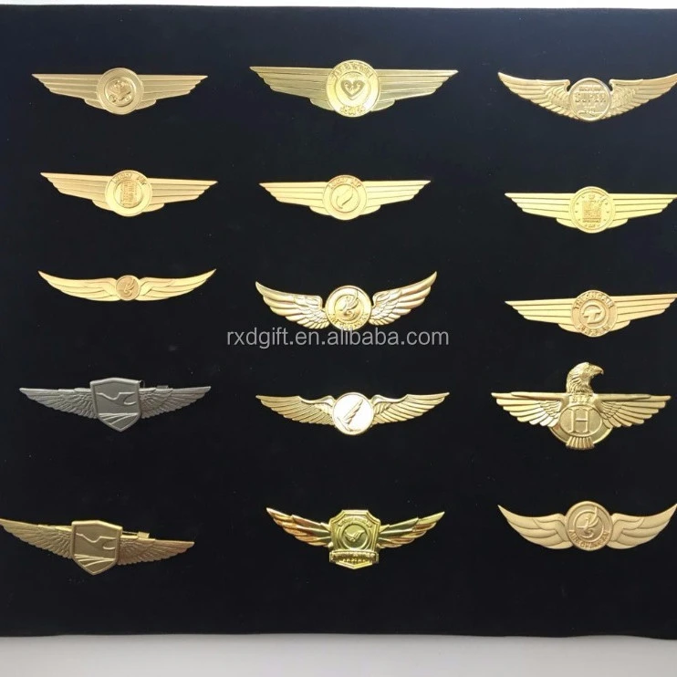 New hot custom metal pilot wings pin badge/airline pilot wings badge emirates/airline pilot wings pin