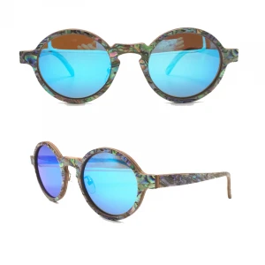 new model Mermaid seashell sunglasses abalone shells frame polarized custom logo wood temple sunglasses